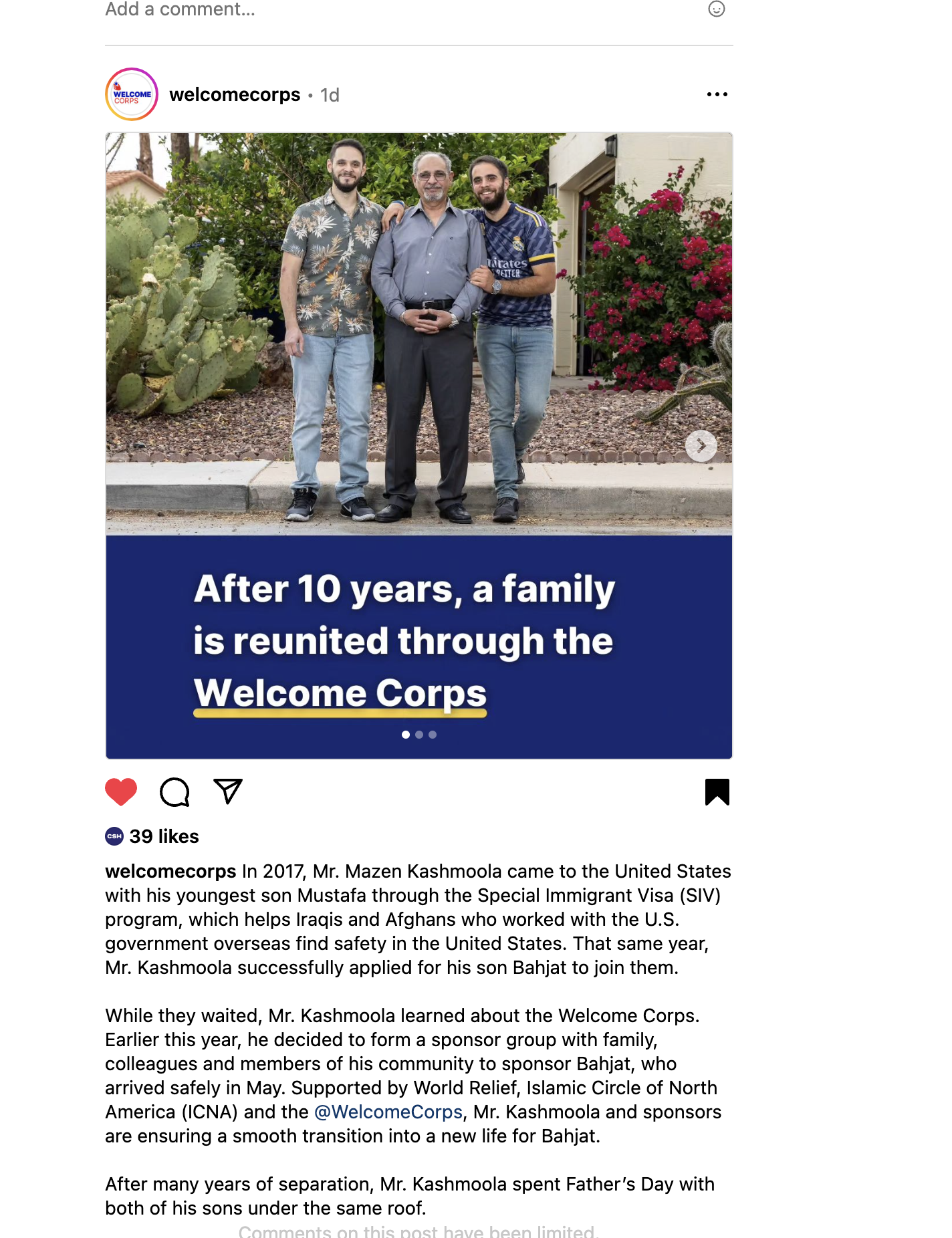 With the support of non-profits Welcome Corp and Community Sponsorship Hub, Mr. Mazen Kashmoola and his son Mustafa were reunited with Bahjat, their son and brother in Phoenix, Arizona. The joyous occasion was documented by Kathleen Dreier Photography.